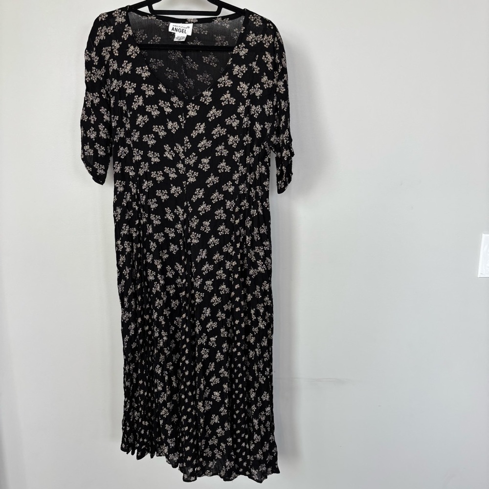 American‎ Angel Vintage Floral Black Dress Size M